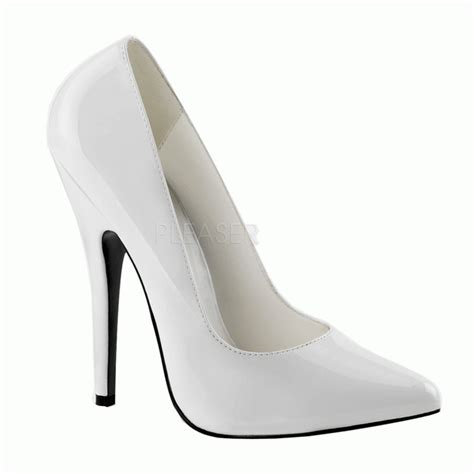 Blanco Charol 15 Cm Domina 420 Stiletto Zapatos Tacón De Aguja