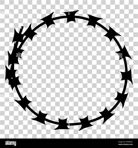 Vector Frame Silhouette Barbed Wire Circle Shape At Transparent