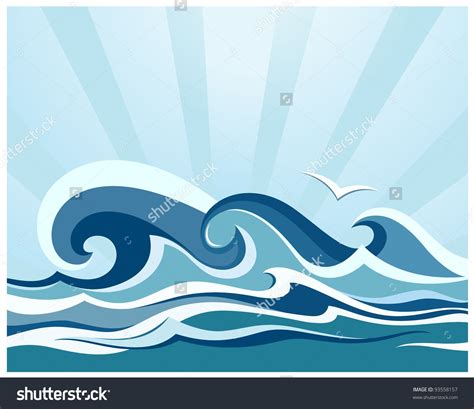 Sea Waves Stock Vector Royalty Free 93558157 Shutterstock Wave