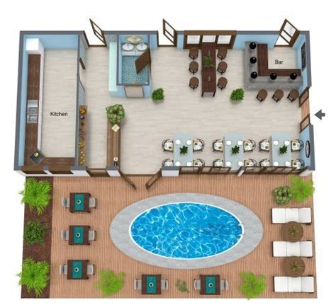 Thailand Inspired Restaurant Plan With Pool Area Restaurant Exterior