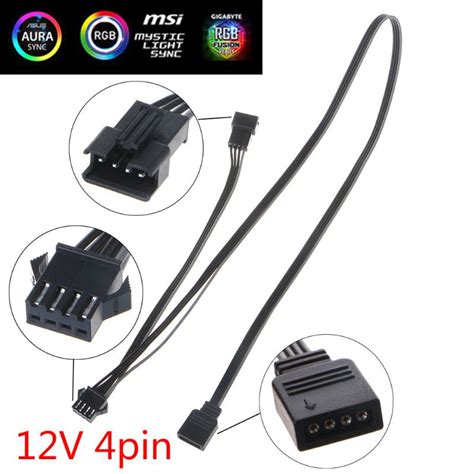 12v 4pin rgb connector cable pc case fan led strip extension cord wire adapter for giga
