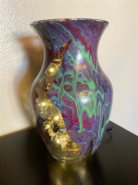 Original Acrylic Pour Painted Glass Vase Etsy