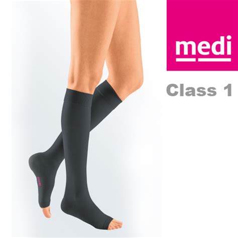 Medi Mediven Plus Class 1 Black Below Knee Compression Stockings With Open Toe Health And Care