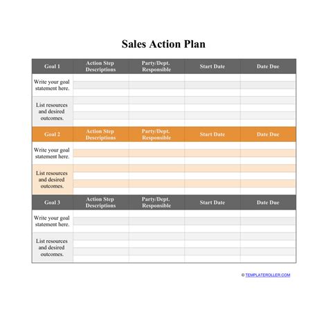 Sales Action Plan Template Download Printable Pdf Templateroller