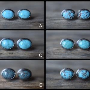 Choose Your Pair Small Turquoise Stud Earrings Silver Etsy