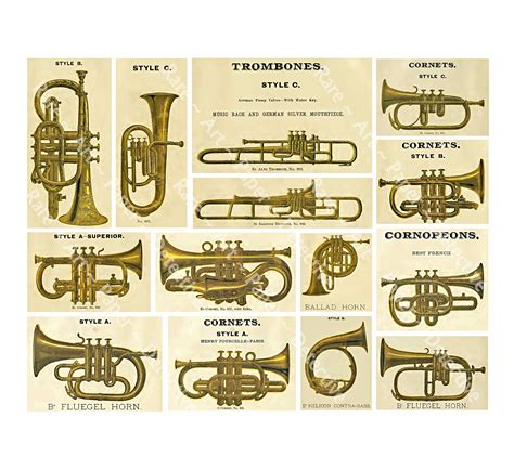 Musical Band Instruments Graphics Sheet Antique Catalog Art Etsy Uk