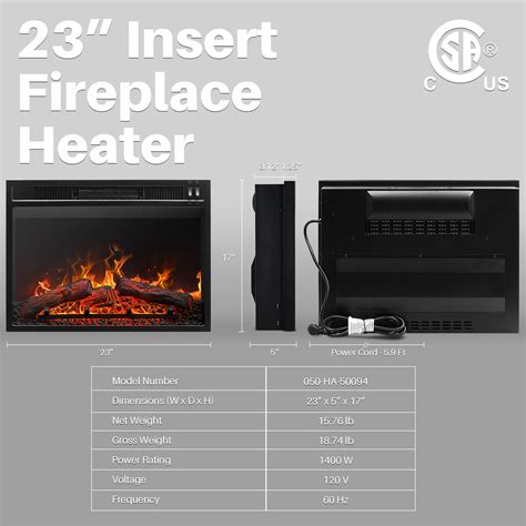 Belleze 23 1400w 3d Infrared Embedded Fireplace Electric Insert Heater