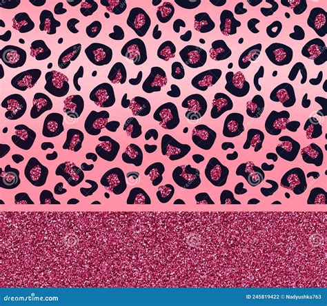 Pink Glitter Leopard Print Background Stock Illustration