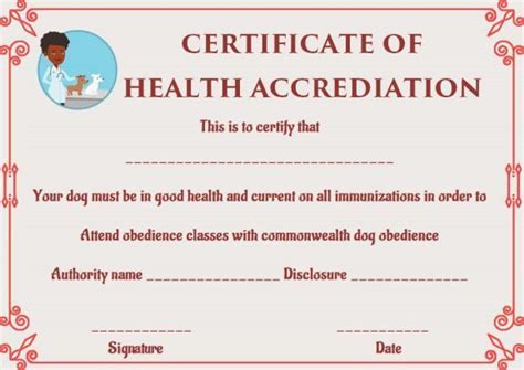 Certificate Of Health Appreciation With An Image Of A Woman And Her Dog