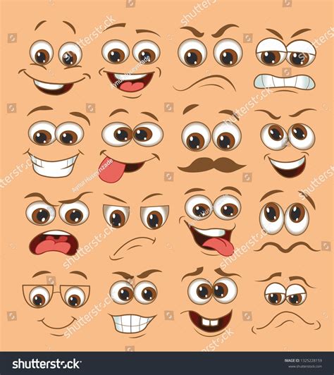 Face Expression Set Vector Illustration Emoticon Cartoon Ad D