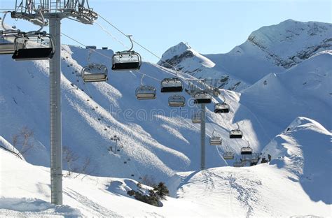 Ski Lift Chairs On Bright Winter Day Stock Image Image Of Resort
