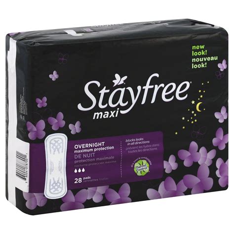 Stayfree Pads Maxi Overnight Maximum Protection 28 Pads