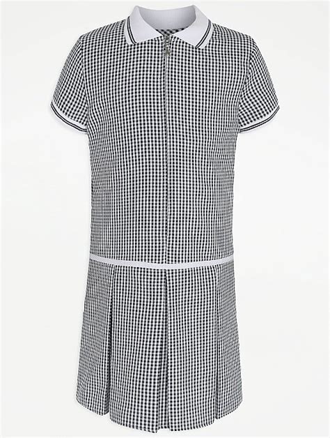 Girls Navy Gingham Sporty School Dress School George At Asda