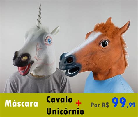 2 Máscaras Uma Cabeça De Cavalo Unicórnio Látex Cosplay R 10000