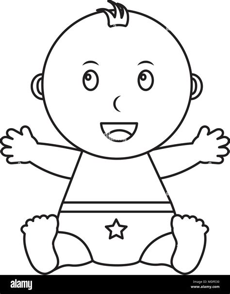Cute Little Baby Boy Sitting Diaper With Star Stock Vector Image And Art