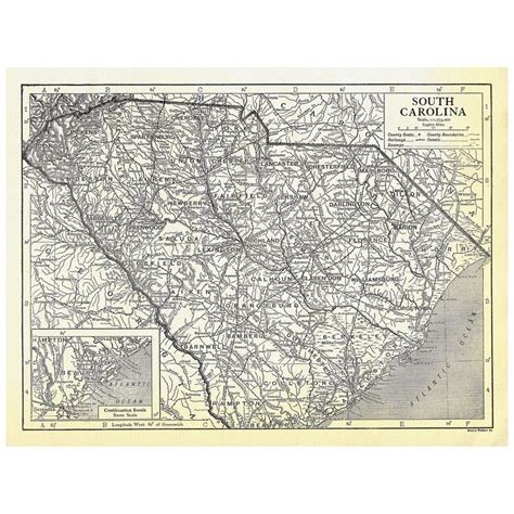 South Carolina Instant Download Pre World War I Antique Map Etsy
