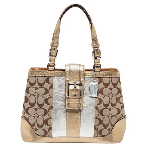 Coach Metallic Goldsilver Signature Canvas And Leather Tote At 1stdibs