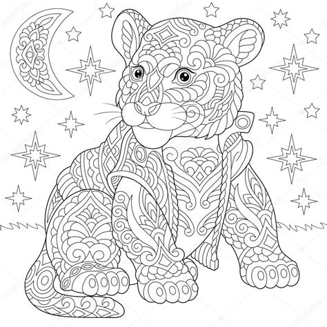 22 tiger coloring page from coloring pages of tiger cubs. Zentangle Tiger baby Cub Malvorlagen — Stockvektor ...