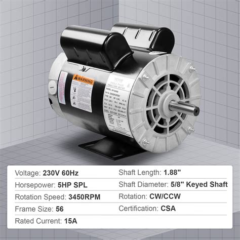 Vevor 5hp Spl Air Compressor Electric Motor 230v 150amps 56 Frame
