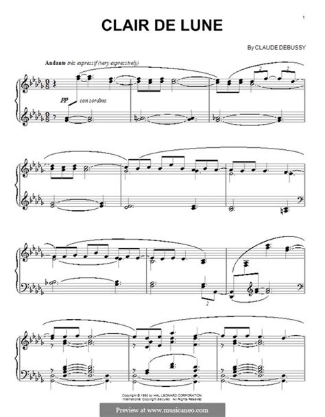 К. Дебюсси: No.3 Лунный свет, для фортепиано (Бергамасская сюита, L.75 ...