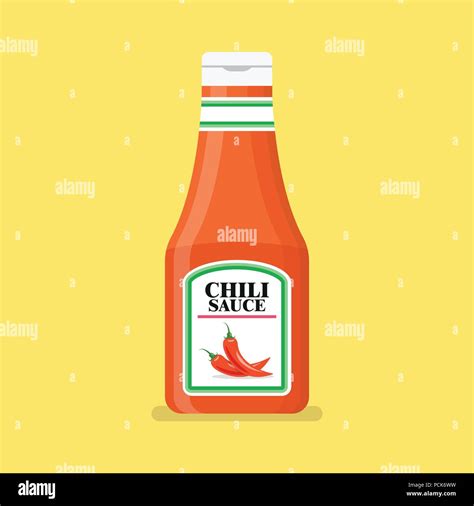 Chili Pepper Sauce Bottle Vector Illustration Stock Vector Image And Art Alamy