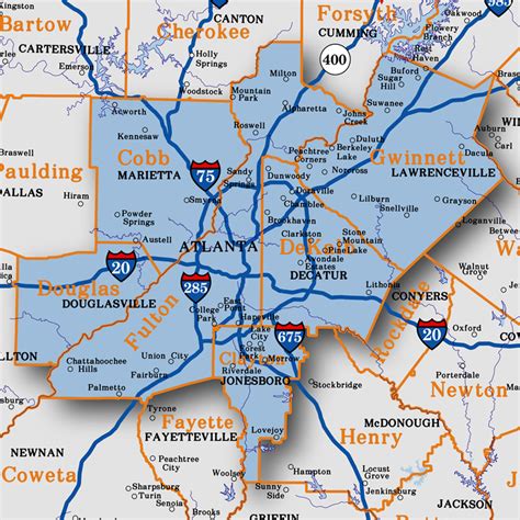 Map Of Atlanta Metro Area Sitedesignco Atlanta Zip Co