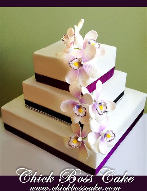 purple orchid elegant wedding cake