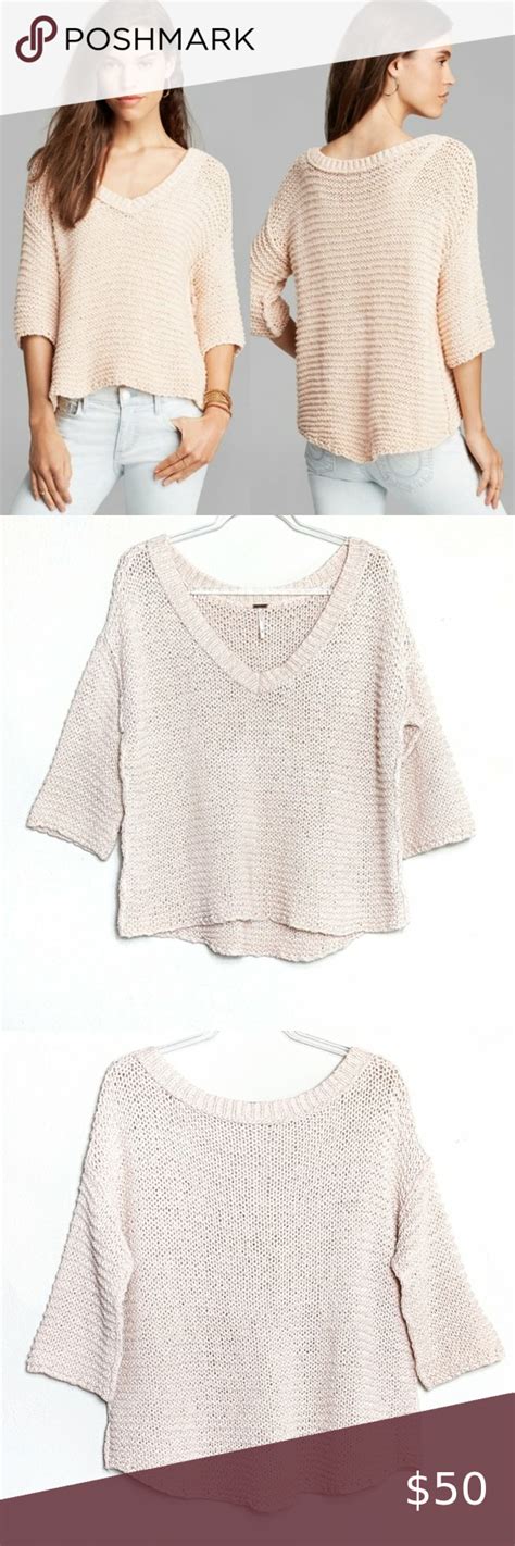 Free People • Park Slope Sweater Blush Baggy Pullover In Ultra Soft Loose Knit And Neutral