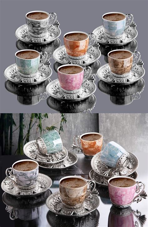 Sale Luxury Porcelain Turkish Coffee Cups Set Of And Saucers Oz