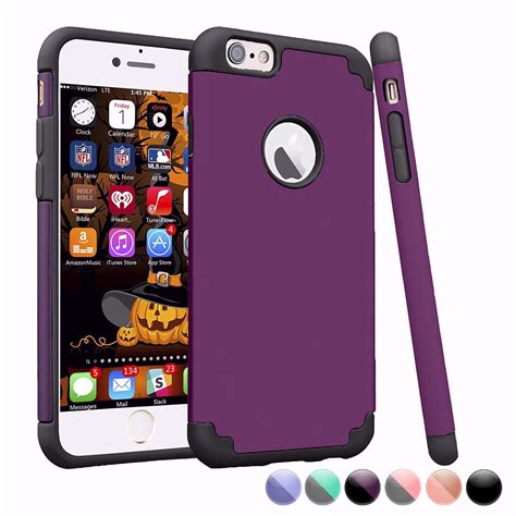 iphone 6s case iphone 6 cute case for girls njjex [purple black] shock absorbing plastic slim