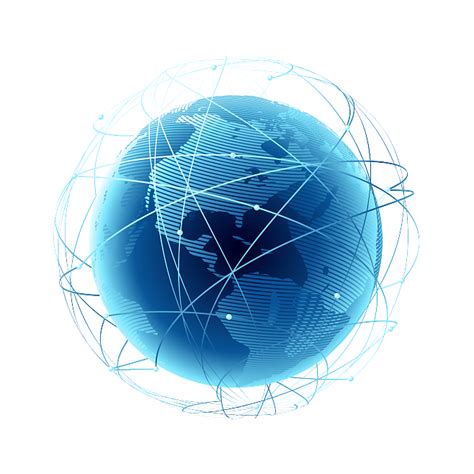 蓝色商务科技科幻信息线条网络地球抽象装饰元素png免抠设计素材