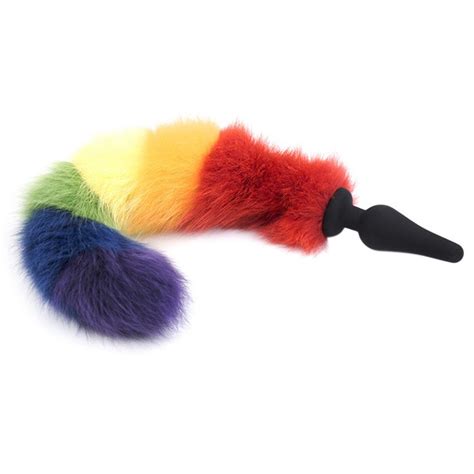 Faux Tail Rainbow Color Fox Tail Anal Plug Butt Plug Silicone Or Metal