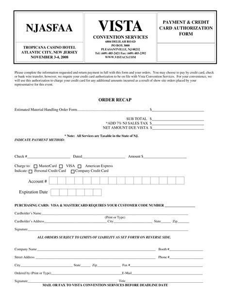Maybe you would like to learn more about one of these? NJASFAA Payment & Credit Card Authorization Form 2008-2021 ...