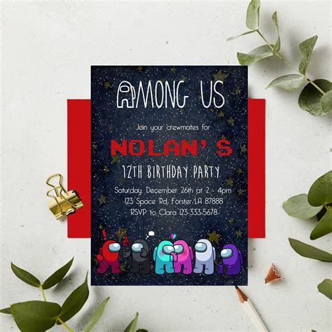 Editable Among Us Invitation Virtual Party Invite Among Us Etsy