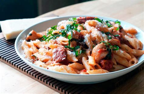 Add the chorizo and chicken pasta sauce, and stir to combine the pasta thoroughly. Chicken and Chorizo Pasta - Abundant Energy