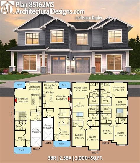 House Plans For Duplexes Three Bedroom 2020 Bd7