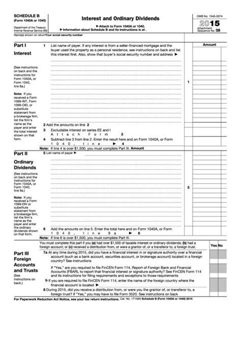 Form 1040 is the common internal revenue service (irs) form that private taxpayers. Fillable Schedule B Form 1040a Or 1040 Interest And | 1040 ...