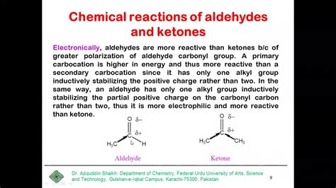Dr Azizuddin Shaikhs Lecture 4 On Chemical Reactions Of Aldehyde And