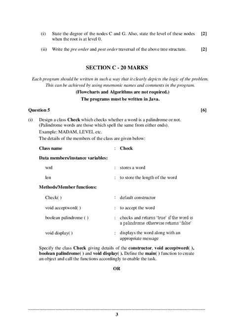 ISC Class 12 Sample Paper 2022 Computer Science Specimen Question Paper