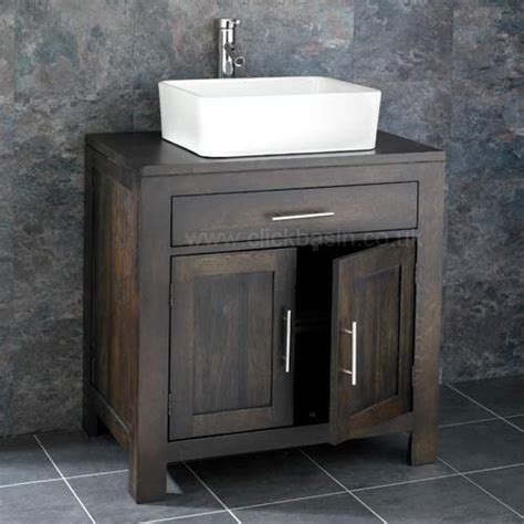 75cm Wide Alta Two Door Wenge Solid Oak Bathroom Cabinet With Trieste