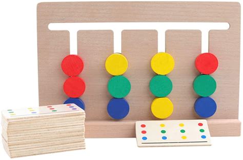 4 Colors Game Wooden Toy Stacker Developmental Sorting Boys Girls Counting Pieces Game Sorting