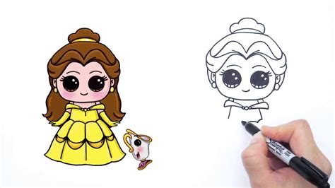 How To Draw Disney Princess Belle From Beauty And The Beast Cute Youtube
