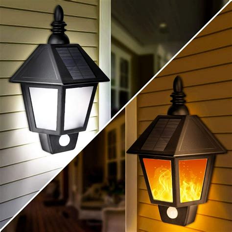 Solar Lights Outdoor 2 In 1 Sconce Decorative Flickering Flame Wall