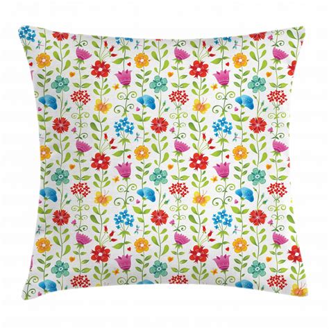 Flower Throw Pillow Cushion Cover Colorful Garden Art Nature Revival Concept With Fresh Summer