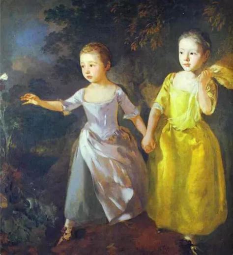 The Painters Daughters Margaret And Mary Chasing Butterfly Thomas