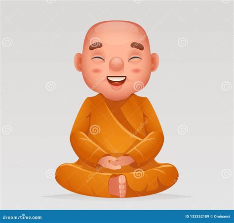 Buddhist Cute Monk Traditional Asian Buddhist Culture Religion Cartoon