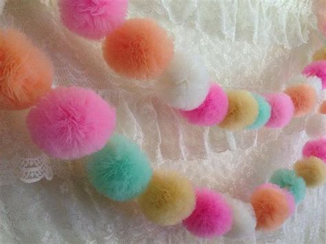 Tulle Pom Pom Garland Choose Your Colors By Uptownabby On Etsy Pom