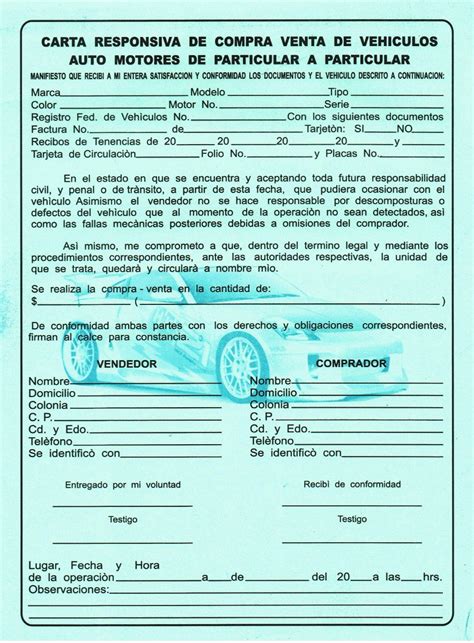 Carta Responsiva De Compra Venta De Vehiculos Pdf Lasopatheme