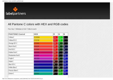 Pdf All Pantone C Colors With Hex And Rgb Codespdf Dokumentips