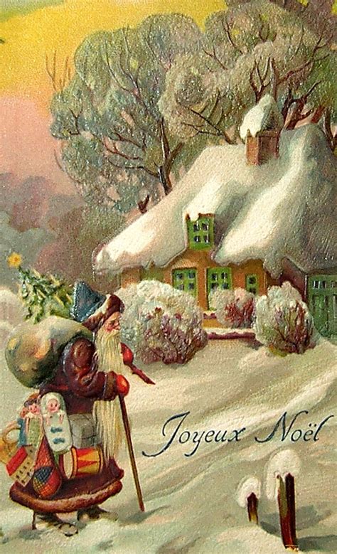 Joyeux Noel Vintage Christmas Card French Christmas Old Christmas